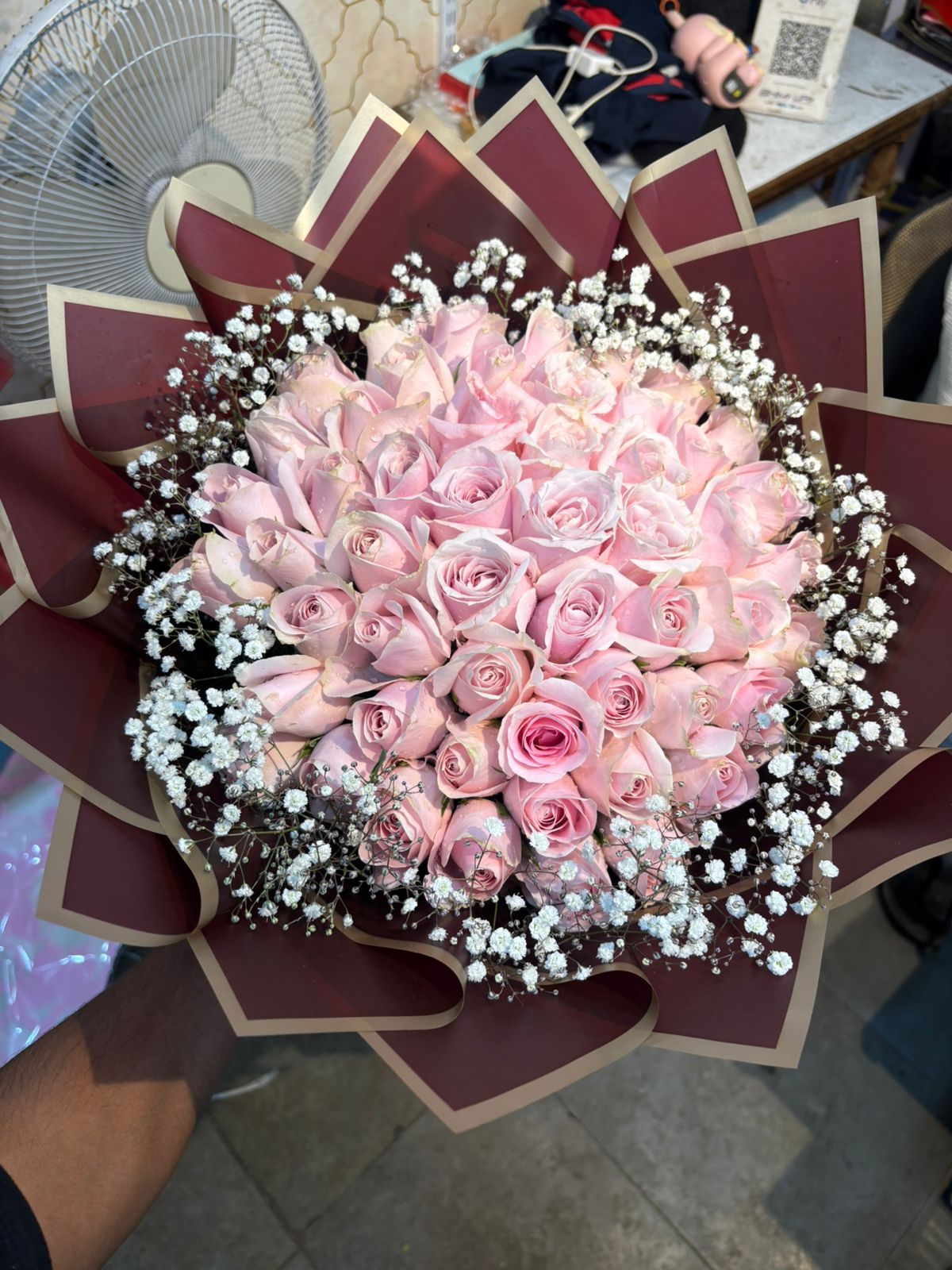 50 Pink Rose Bouquet by Afroz Florist Hyderabad